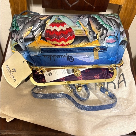Anuschka Multicolor Hot Air Balloon Crossbody NWT - Picture 2 of 13